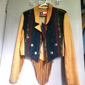 Womens deer skin leather tassel jacket